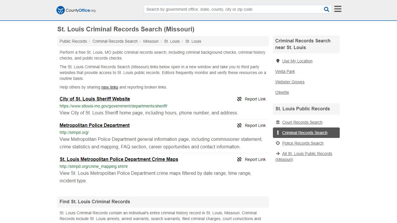 St. Louis Criminal Records Search (Missouri) - County Office